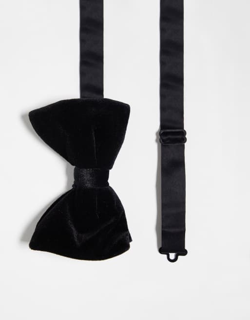 River Island – Fliege aus Samt in Schwarz 