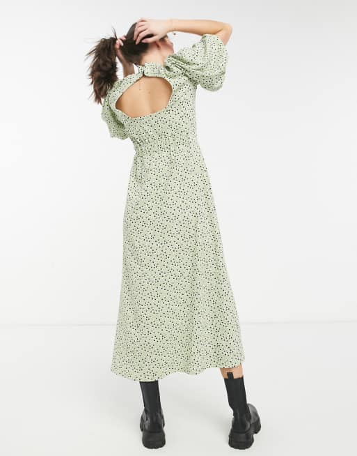 green emerald velvet dress RIVER ISLAND Ladies Green Multi Tie Front Floral Cut Out Midi Dress UK   ReThread