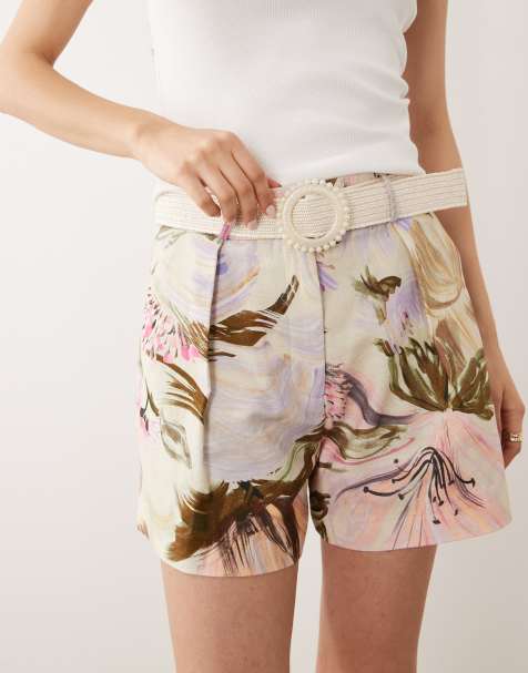 River Island floral belted shorts in pink (part of a set) - view 1
