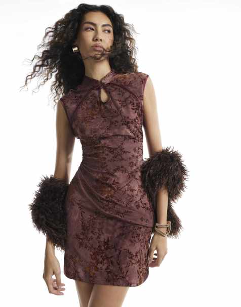 River Island Floral devore mini dress in pink - view 1