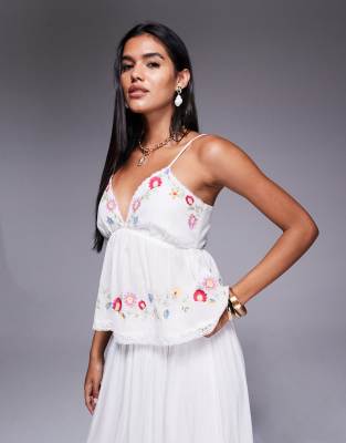 River Island floral embellished bralet in white - view 1
