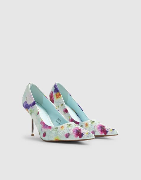 River Island Floral embellished court heels in blue - light - view 1