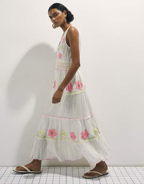 River Island Floral embellished maxi dress in cream - view 1