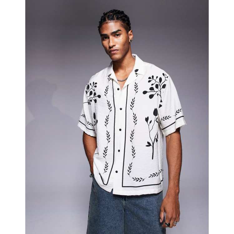 River Island floral embroidered shirt in cream | ASOS
