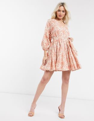 river island orange floral dress