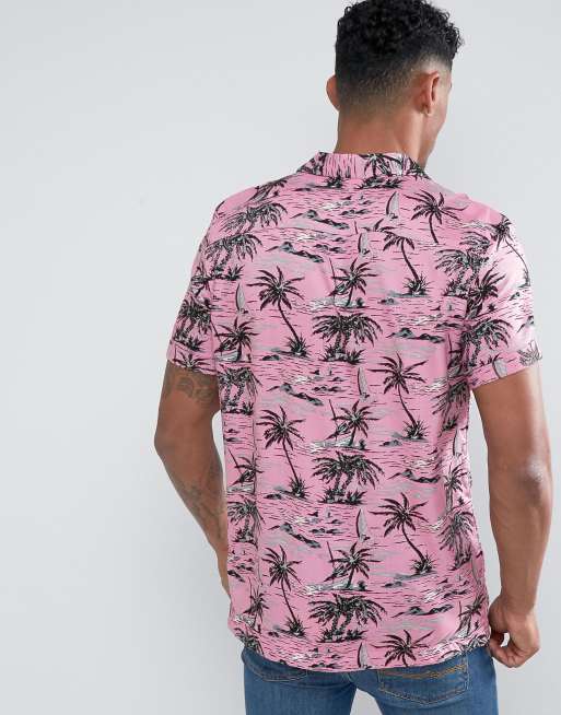 River Island Floral Hawaiian Shirt In Pink