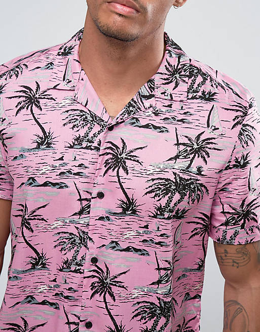 River Island Floral Hawaiian Shirt In Pink