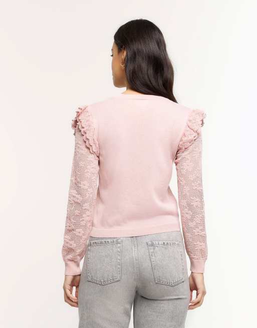 Light pink 2024 lace cardigan