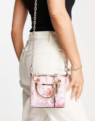 River Island Floral Mini Cross body Bag In Pink ModeSens