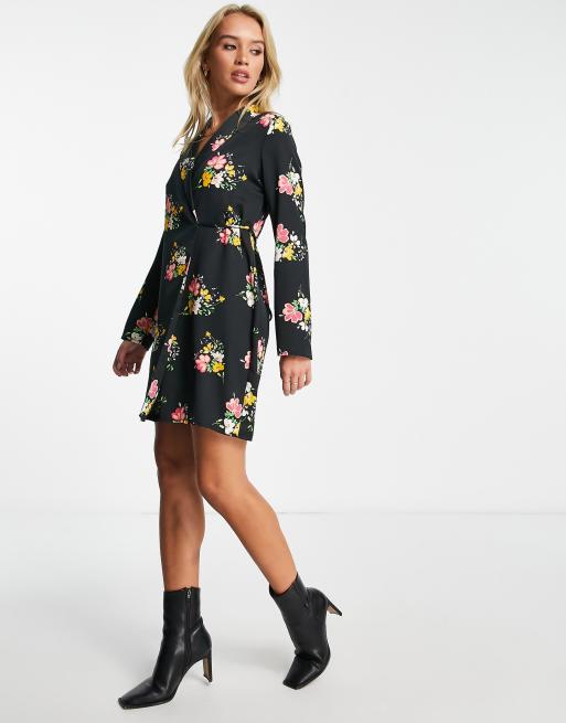 Black floral cheap shirt dress