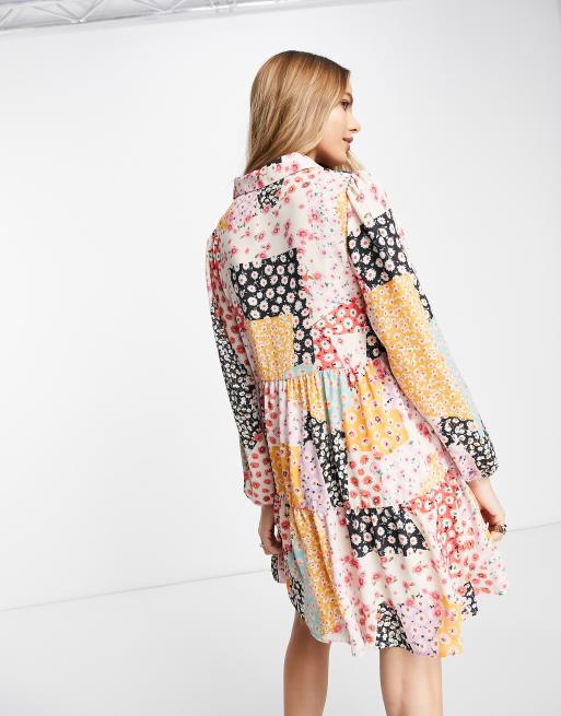 river island floral shirt dress Cream Floral Mini Shirt Dress