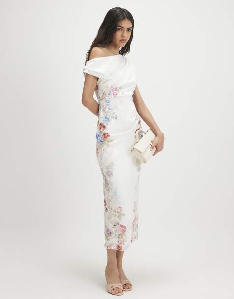 River Island Floral print drape midi dress in cream - view 1