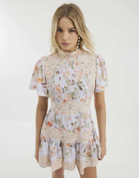River Island Floral print lace mini dress in blue - view 1