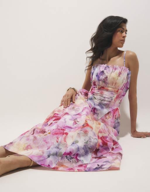 river island midi dress with ruffle detail in pink floral Buy River Island Pink Premium 3D Mini Dress from Next USA