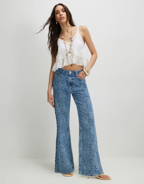 River Island Floral print relaxed straight jeans in denim - medium - view 1