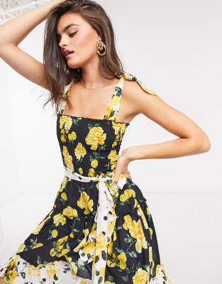 river island black floral dress