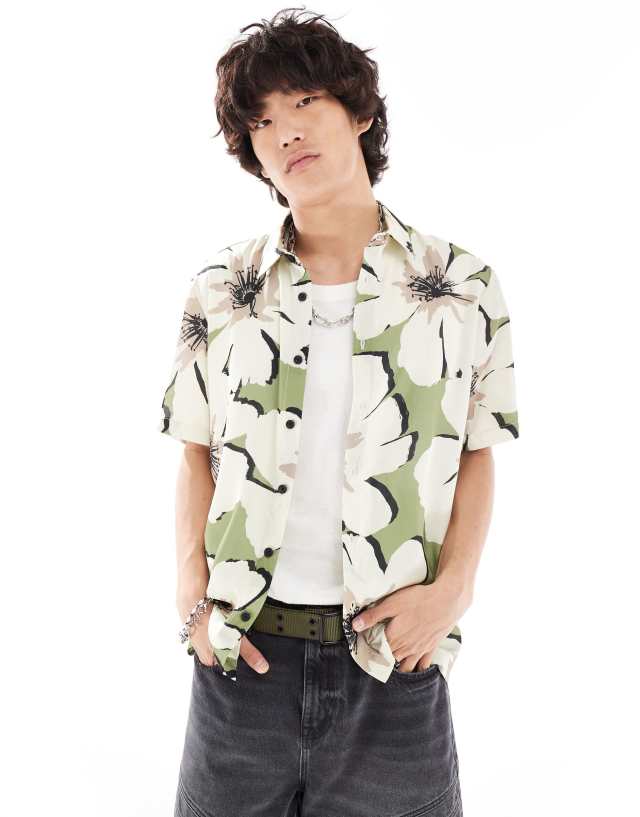 River Island - floral print shirt in green