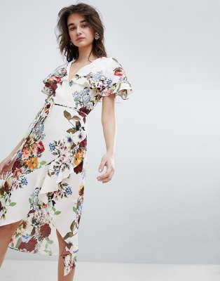 river island floral wrap dress