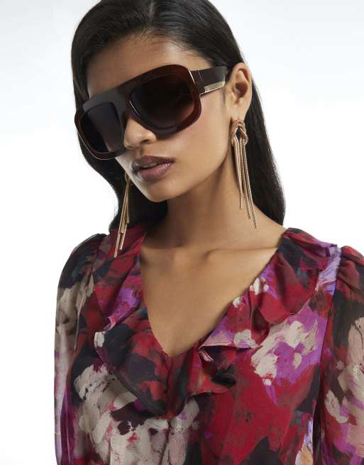 River Island Floral printed ruffle blouse in rust, 2 of 4