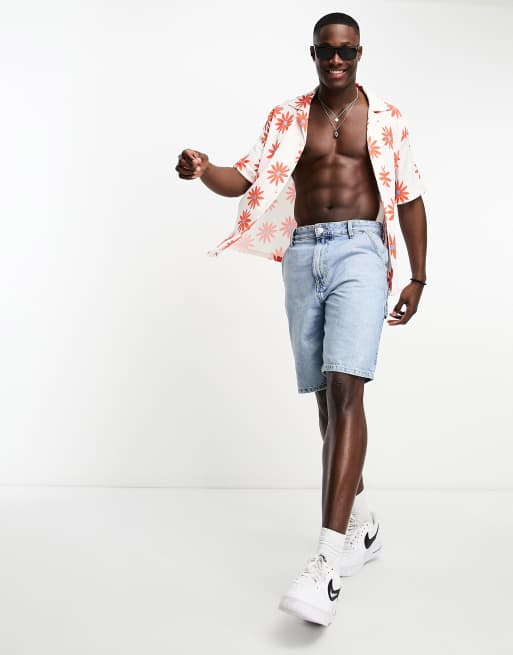 River Island floral revere shirt in white ASOS