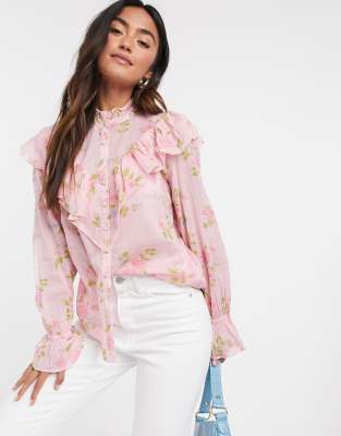 Elizabeth Chiffon Blouse - Peach Floral