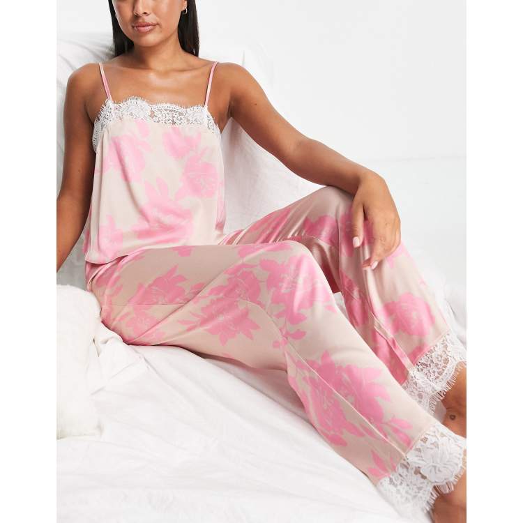 Satin and best sale lace pajama set