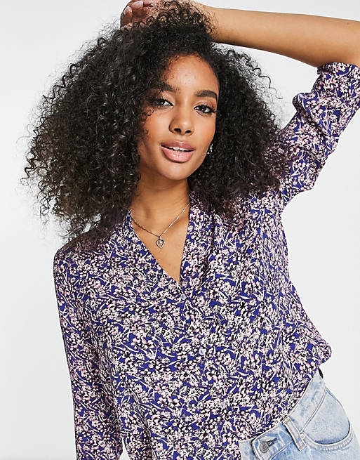 Tops Shirts & Blouses/River Island floral shirt in blue 