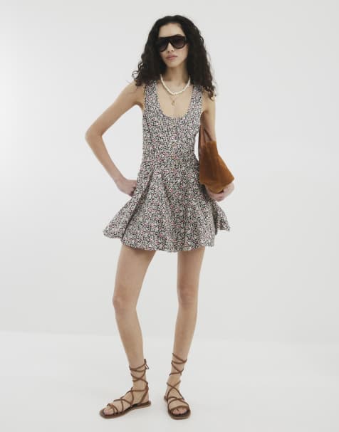 River Island Floral sleeveless bubble hem mini dress in black - view 1