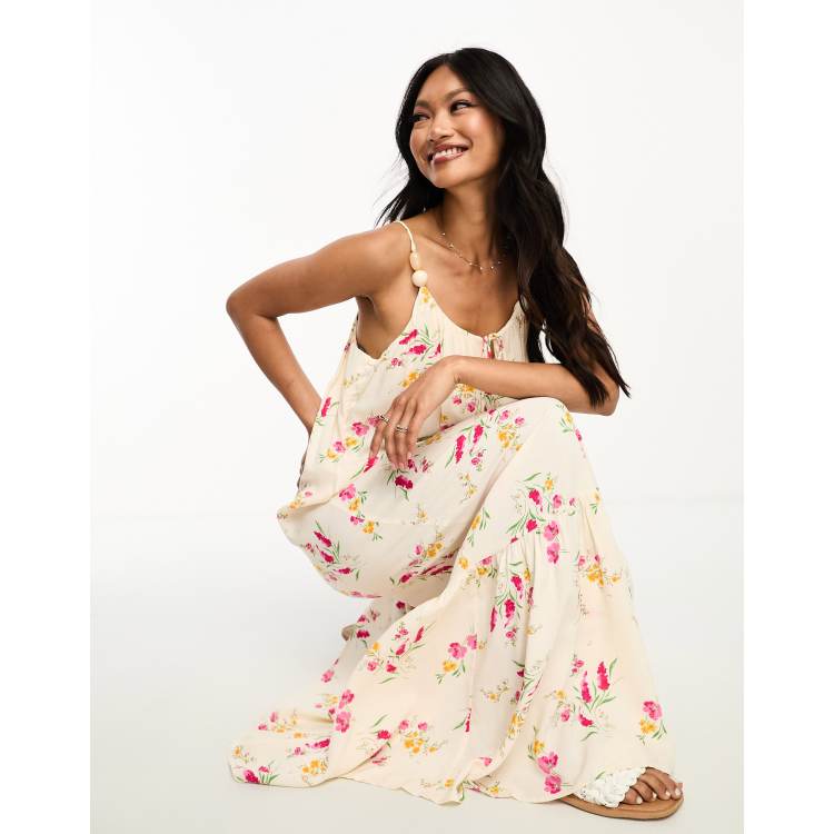 River Island floral slip maxi dress in pale yellow ASOS