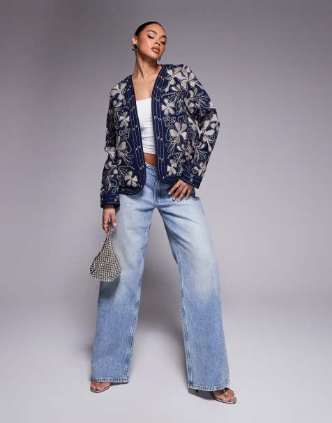River Island floral studded housecoat in navy