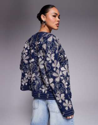 RIVER ISLAND FLORAL STUDDED HOUSECOAT 