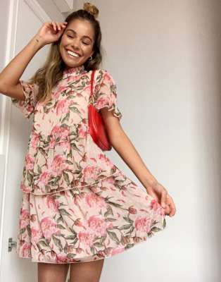 river island asymmetric dress in red stripe