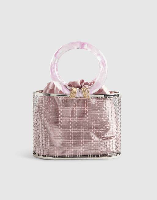 River Island Flower cage bag in pink, 3 of 4