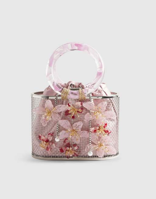 River Island Flower cage bag in pink, 4 of 4