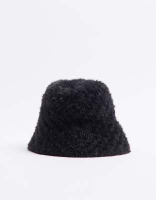 River Island River Island fluffy bucket hat in black