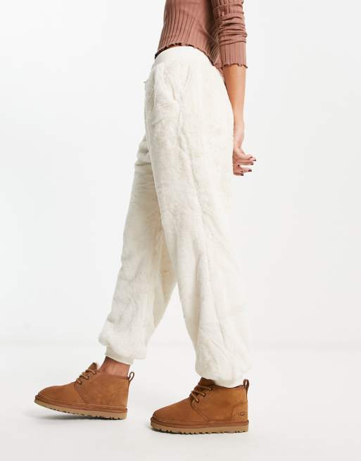 River Island fluffy lounge jogger in cream