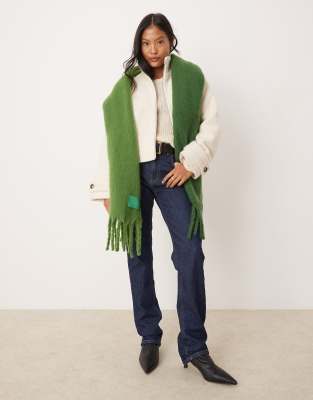 River Island fluffy ombre scarf in bright green