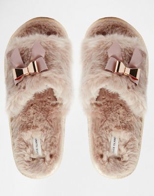 fluffy open toe slippers