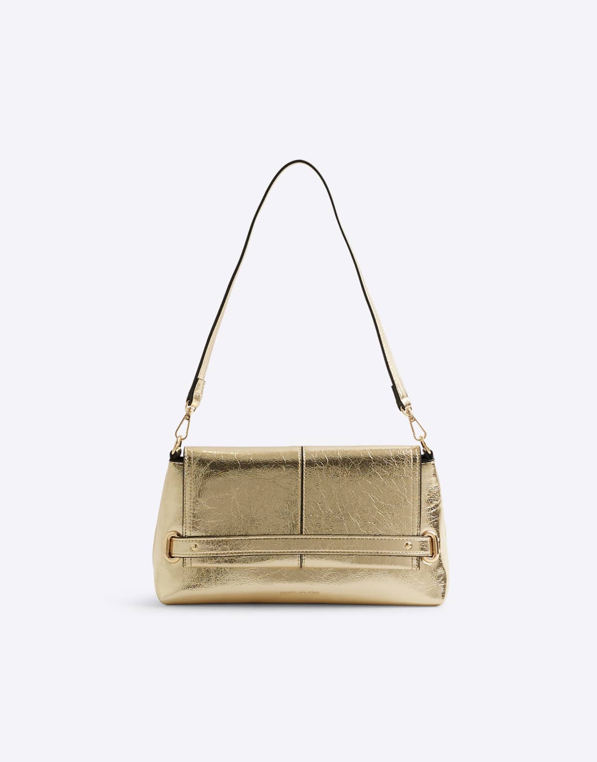 River Island fold over clutch bag in gold