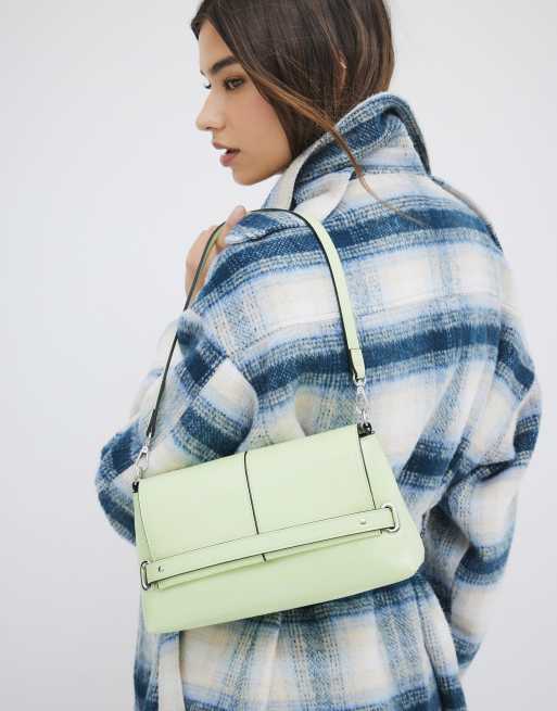 River Island Fold over clutch bag in green - light