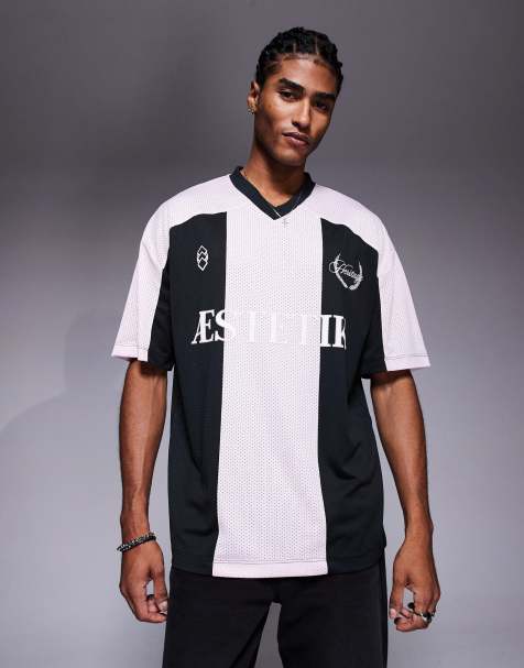 River Island football t-shirt in black stripe - view 1