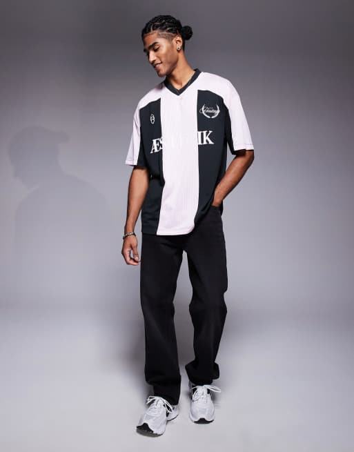 River Island football t-shirt in black stripe, 3 of 4