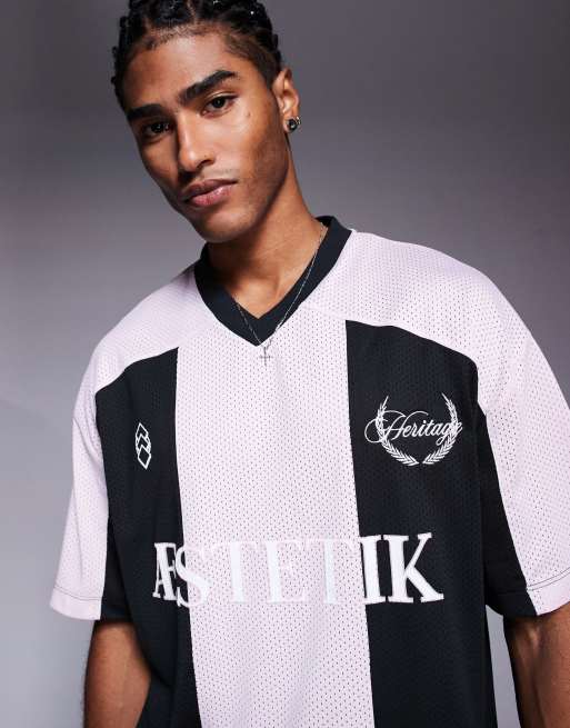 River Island football t-shirt in black stripe, 4 of 4