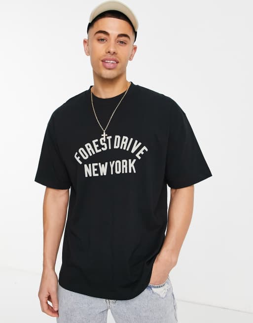 River Island forest drive t shirt in black