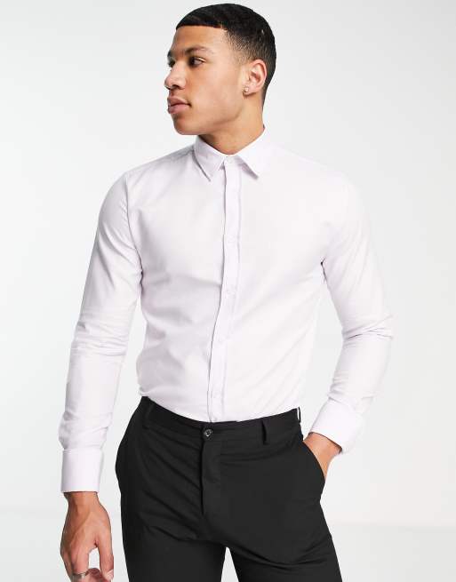 River Island formal long sleeve two tone shirt in pink ASOS