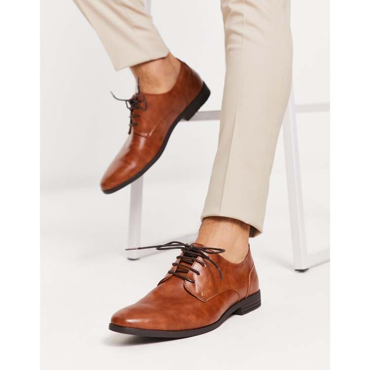 River Island formal pointed derby shoes in brown | ASOS