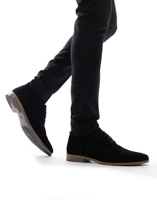 River Island formal suede derby shoes in black | ASOS