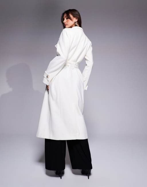 River Island formal wool look coat in cream, 3 of 4