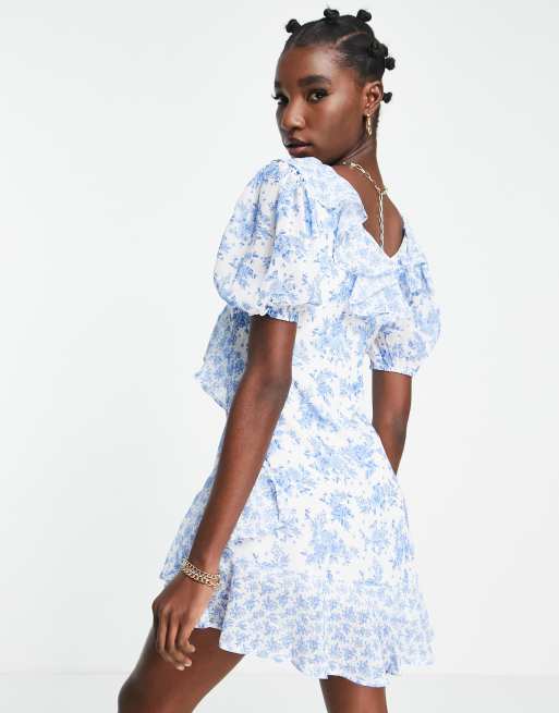 Short blue 2025 floral dress