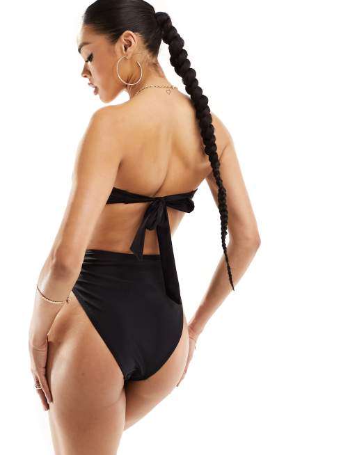 Backless high cut sales bandeau swimsuit